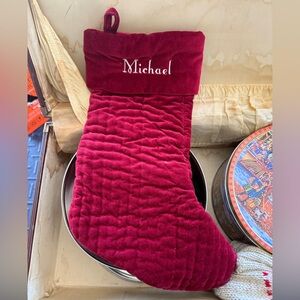 Pottery barn quilted velvet channel stocking ‘michael’ Stocking